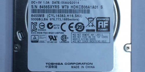 Toshiba 500gb Hdd 2,5''Sata (2.El)